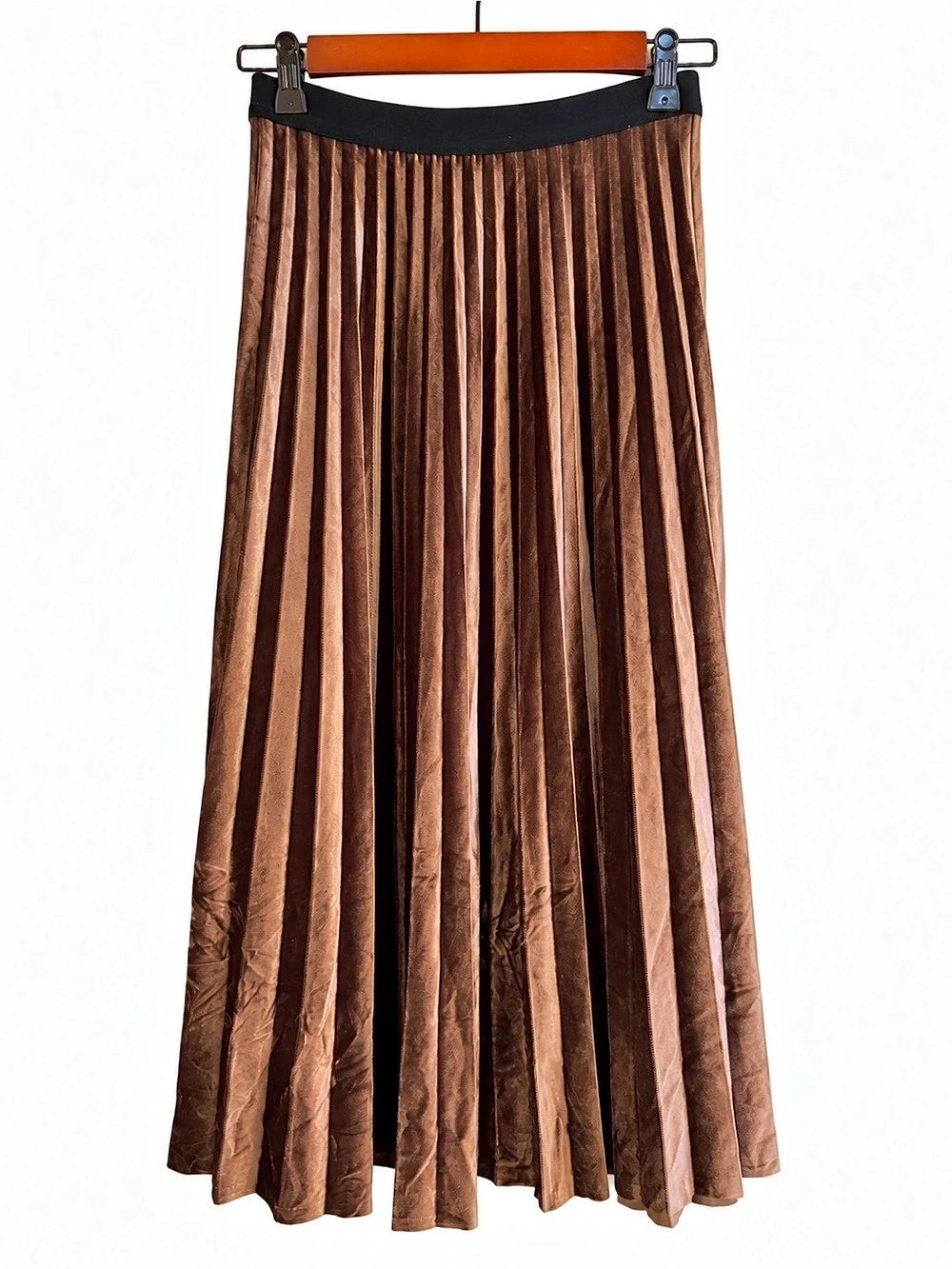 Jaclyn Smith Collection Pleat Skirt Holiday Pleated Maxi Skirt in Brown Size